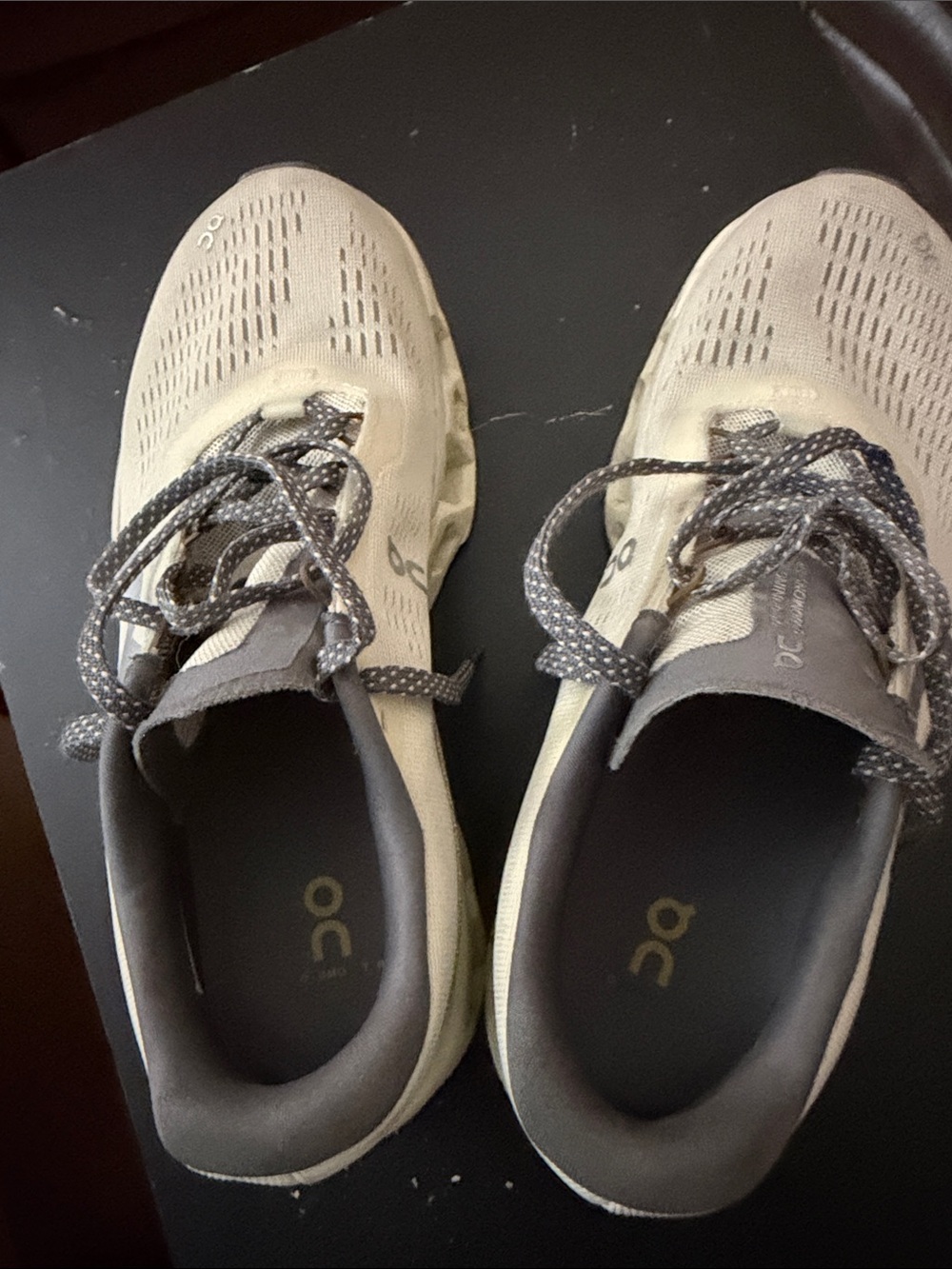 On Running Women's Athletic Sneakers in Cream and Gray